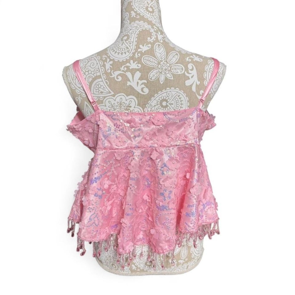 Sugar Thrillz NWT Dollskill Sequin Pink Beaded Cami XXL Pastel Goth Y2K Mcing - Picture 4 of 7